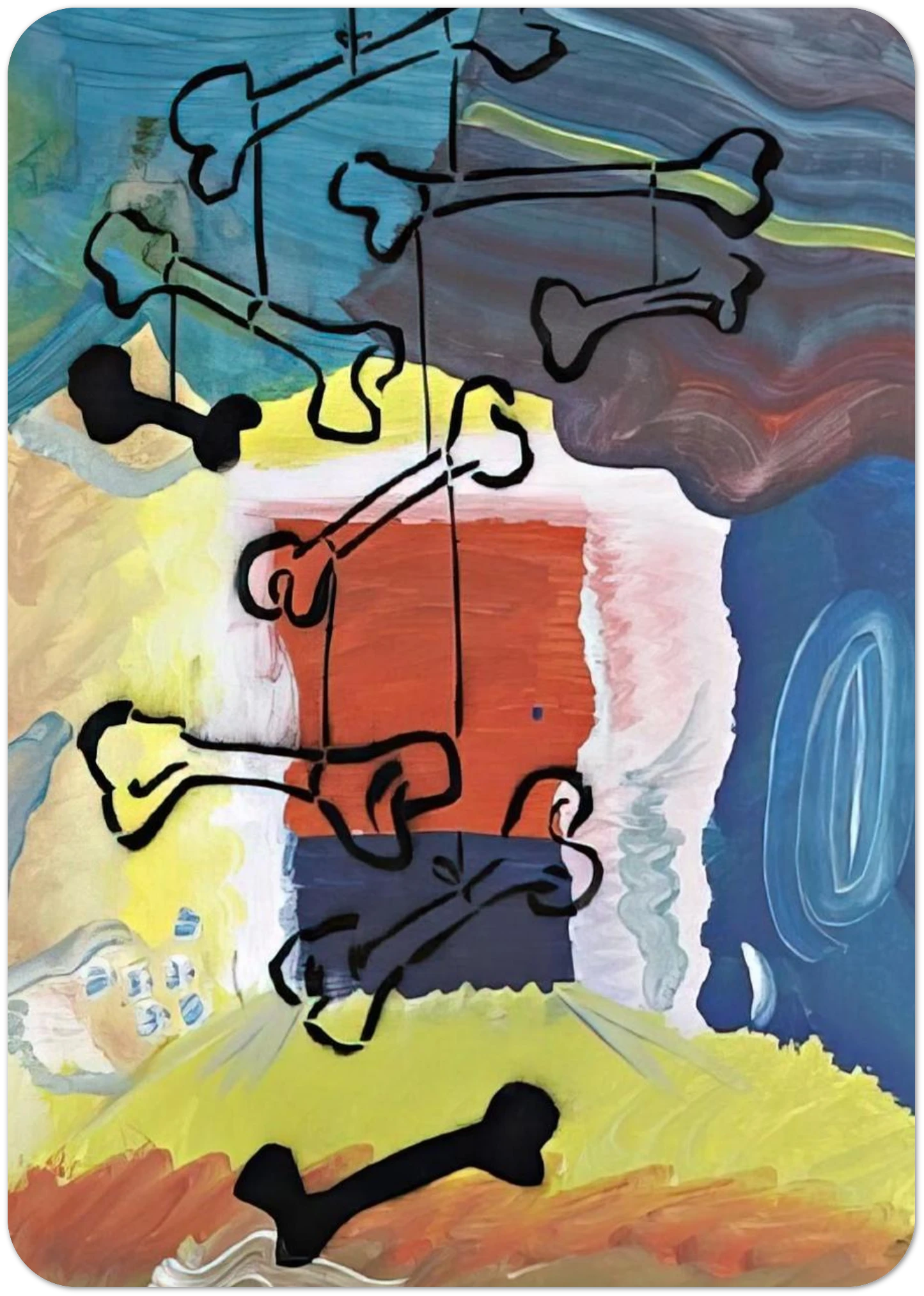 KNOCHEN MOBILE 1981 By Sigmar Polke Pack of 10 Post Cards | Sigmar Polke Post Cards | A6 (10.5 x 14.8 cm) - 4.1 x 5.8 inches