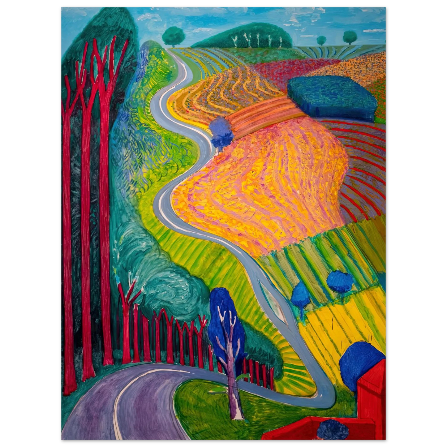 David Hockney - David Hockney Wall art - 13x18 cm / 5x7 inches - Premium Wooden Framed Poster With Fine Art Paper-canvas - Black frame