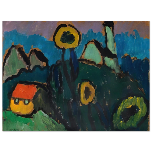 Gabriele Munter - LANDSCHAFT MIT SONNENBLUMEN 1910  75x100 cm / 30x40inches Fine Art Poster