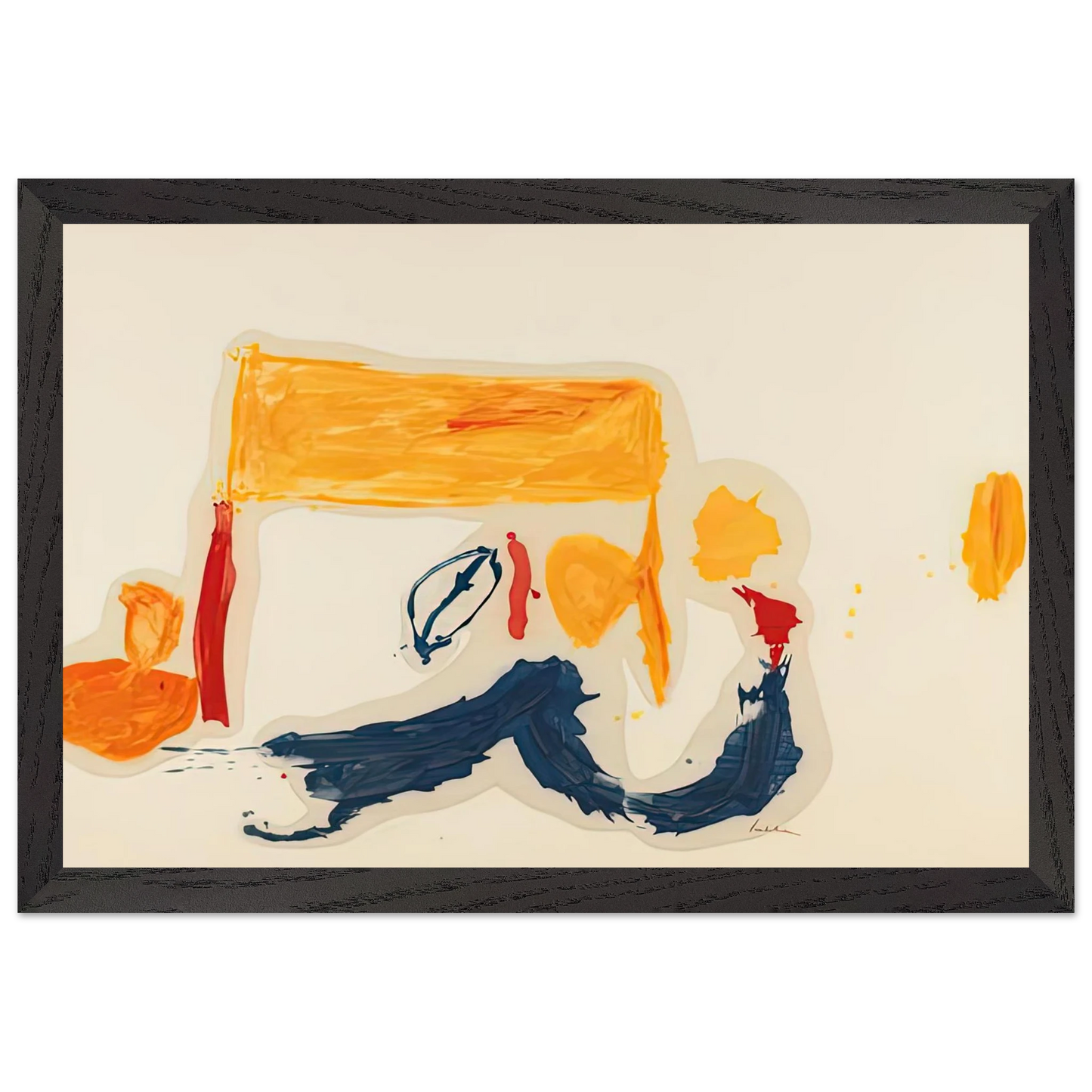 Helen Frankenthaler - Yellow Games, 1962- Wall Art - 21x29.7 cm / 8x12" - Premium Wooden Framed Poster With Fine Art Paper-canvas - White frame