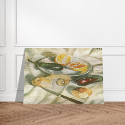 STILL LIFE WITH AUBERGINES - Salvador Dali Brushed Aluminum Print - 70x100 cm / 28x40 inches | Salvador Dali Aluminum Print | Salvador Dali Prints