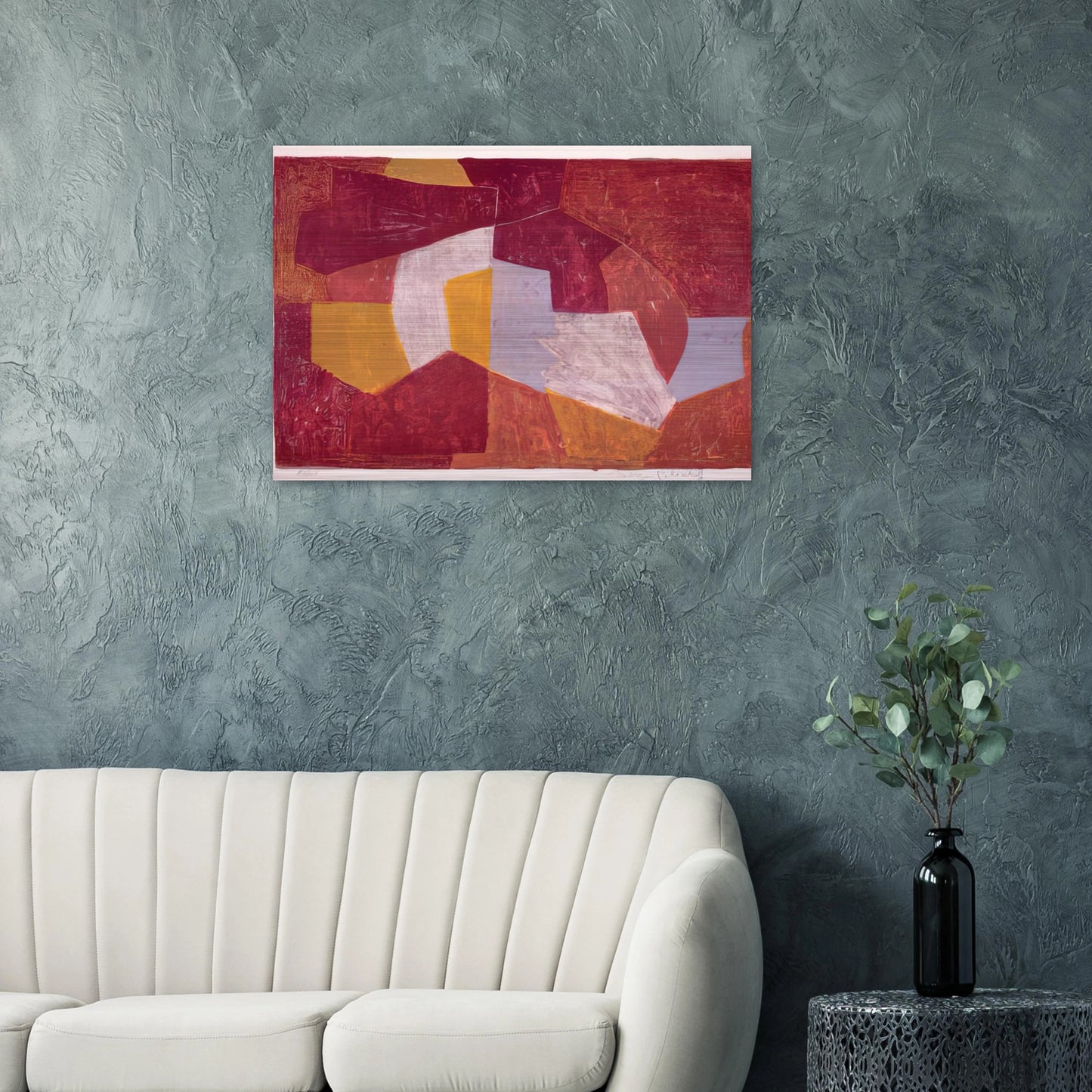 Composition carmin, brune, jaune et grise - 1956 - Serge Poliakoff Brushed Aluminum Print - 70x100 cm / 28x40 inches | Serge Poliakoff Aluminum Print | Serge Poliakoff Prints
