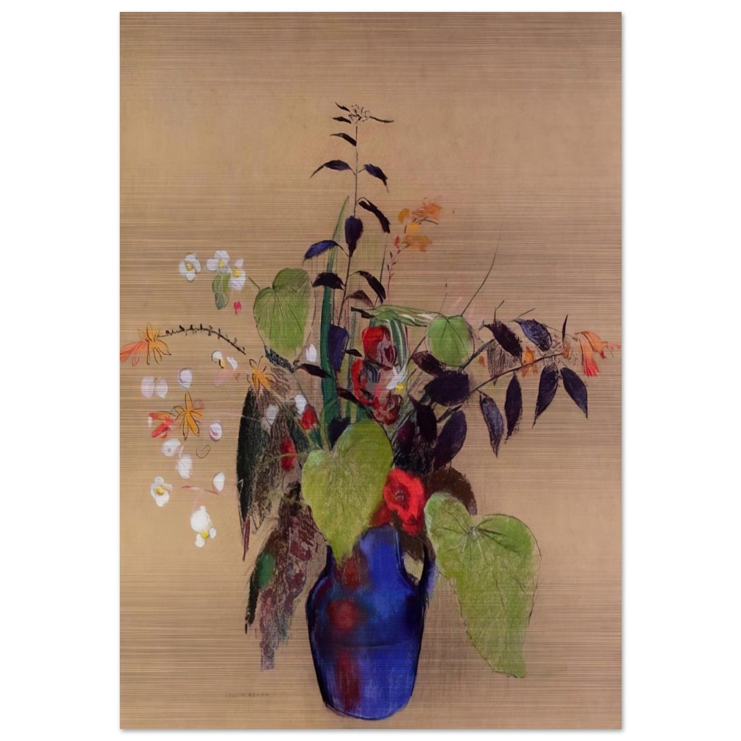 FLOWERS IN A BLUE JUG - Odilon Redon Brushed Aluminum Print - 70x100 cm / 28x40 inches | Odilon Redon Aluminum Print | Odilon Redon Prints