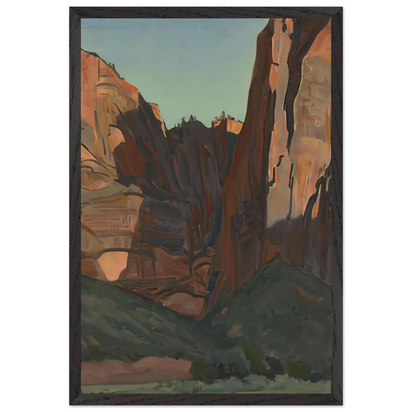 Maynard Dixon - NOTCH IN THE WALL ZION NATIONAL PARK AUGUST 1933 1933 Wall art - 21x29.7 cm / 8x12" - Premium Wooden Framed Poster With Fine Art Paper-canvas - White frame