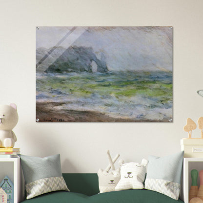 The Manneport, Etretat in the Rain - claude monet Acrylic Print - 70x100 cm / 28x40″ inches