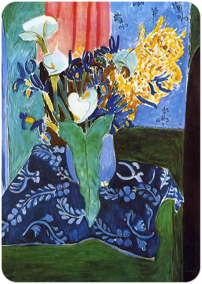 CALLA LILIES IRISES AND MIMOSAS 1913 By Henri Matisse Pack of 10 Post Cards | Henri Matisse Post Cards | A6 (10.5 x 14.8 cm) - 4.1 x 5.8 inches