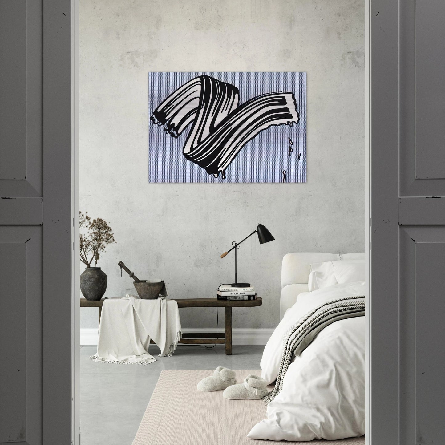 WHITE BRUSHSTROKE I 1965 - Roy Lichtenstein Brushed Aluminum Print - 70x100 cm / 28x40 inches | Roy Lichtenstein Aluminum Print | Roy Lichtenstein Prints