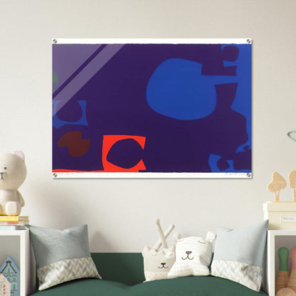 Blue and Deep Violet with Orange, Brown and Green - 1970 - Patrick Heron Acrylic Print - 70x100 cm / 28x40″ inches | Patrick Heron Wall Art | Patrick Heron Prints