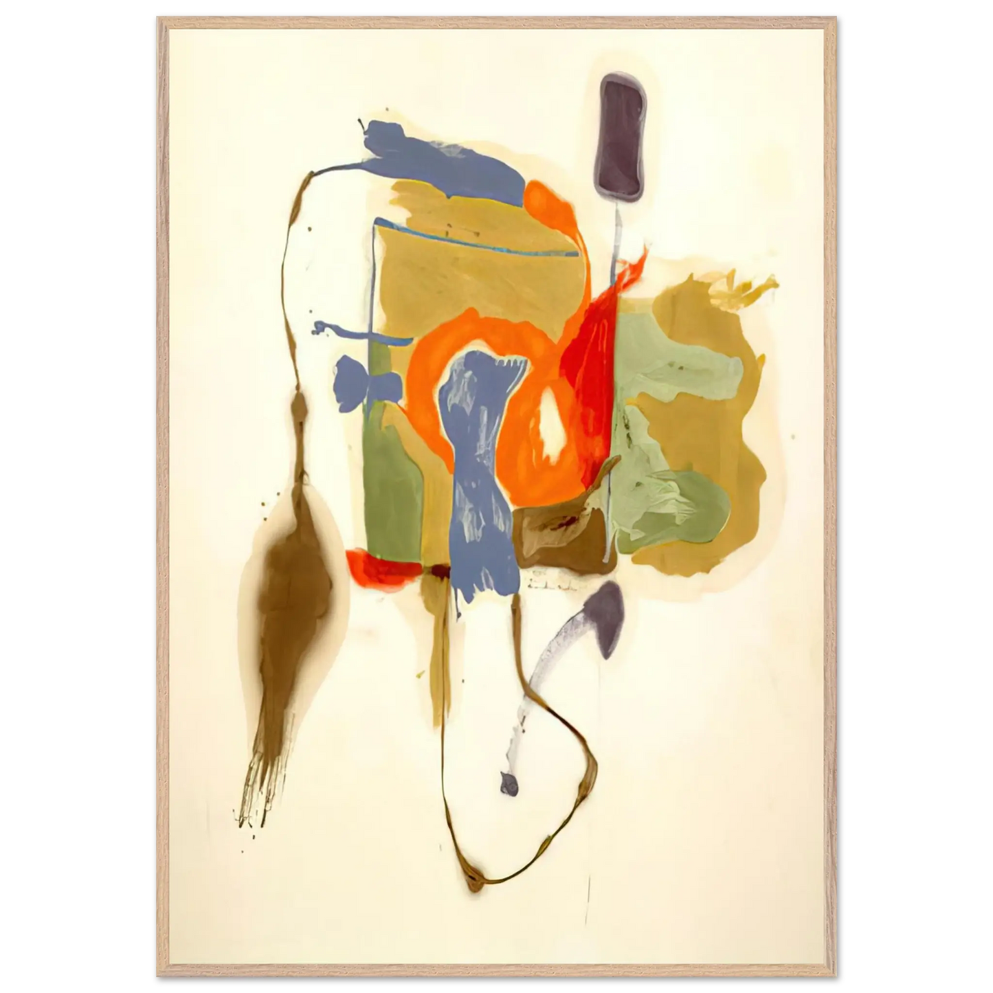 Helen Frankenthaler - Blue Form in a Scene - 1961 Wall art - 28x43  cm / XL (11x17 Inches) - Premium Wooden Framed Poster With Fine Art Paper - Wood frame