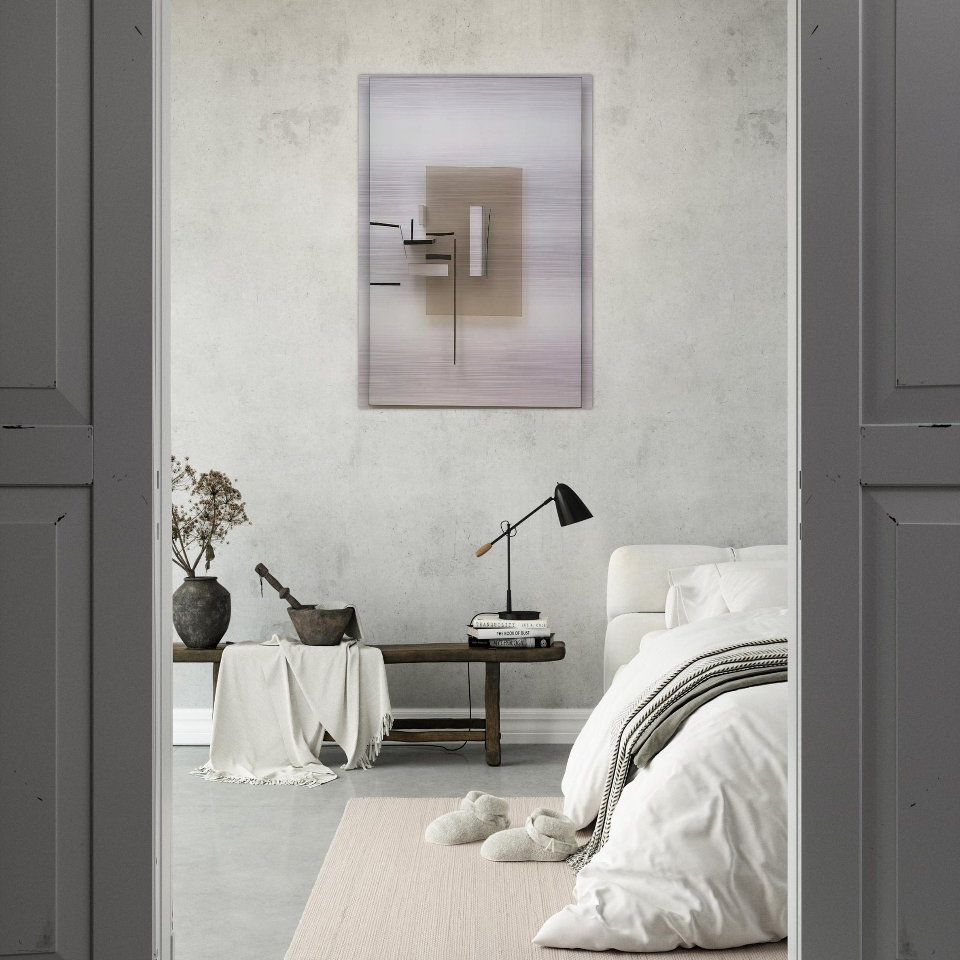 SYNTHETIC CONSTRUCTION WHITE AND BLACK 1966 - Victor Pasmore Brushed Aluminum Print - 70x100 cm / 28x40 inches | Victor Pasmore Aluminum Print | Victor Pasmore Prints
