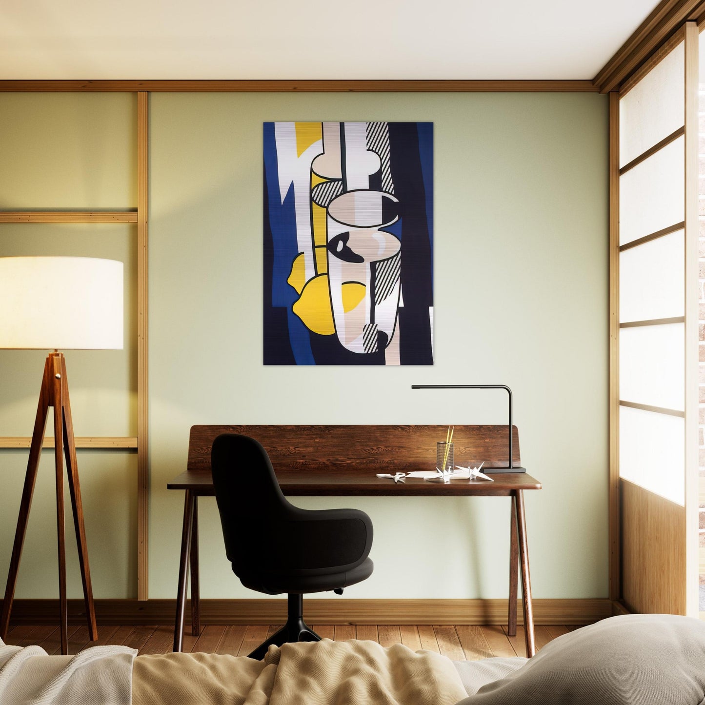 GLASS AND LEMON IN A MIRROR 1974 - Roy Lichtenstein Brushed Aluminum Print - 70x100 cm / 28x40 inches | Roy Lichtenstein Aluminum Print | Roy Lichtenstein Prints