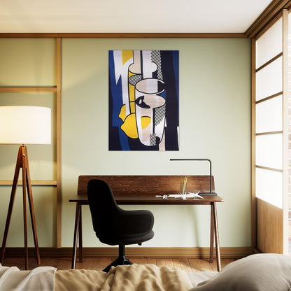GLASS AND LEMON IN A MIRROR 1974 - Roy Lichtenstein Brushed Aluminum Print - 70x100 cm / 28x40 inches | Roy Lichtenstein Aluminum Print | Roy Lichtenstein Prints