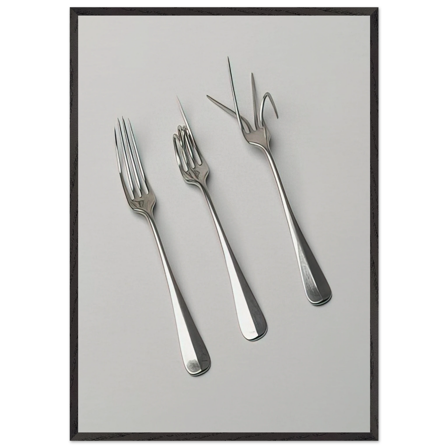 Fork Design - 1958 - Bruno Munari 70x100 cm / 28x40 inches Framed Art Print – Black Wooden Frame