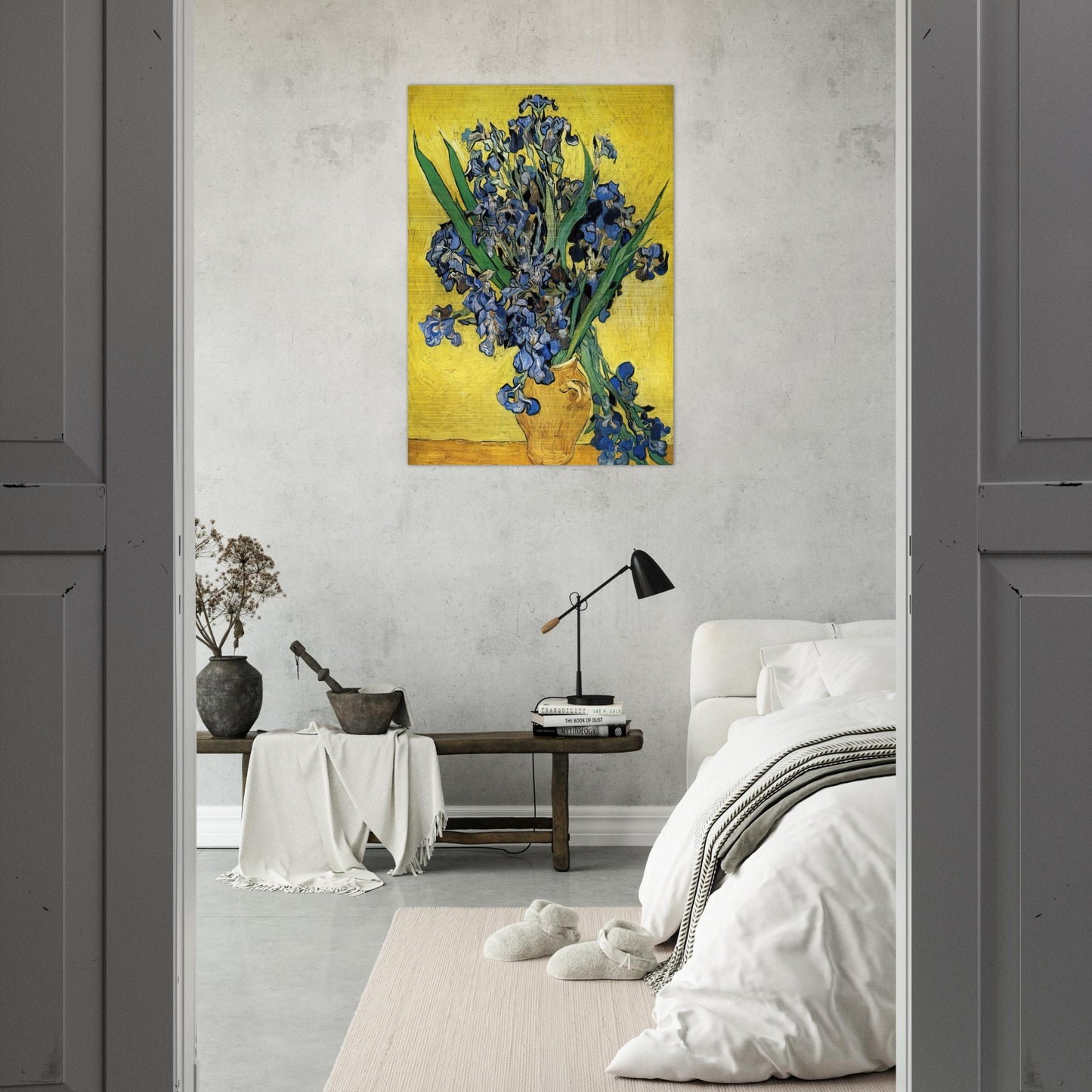 Still Life with Irises - Vincent van Gogh Brushed Aluminum Print - 70x100 cm / 28x40 inches | Vincent van Gogh Aluminum Print | Vincent van Gogh Prints