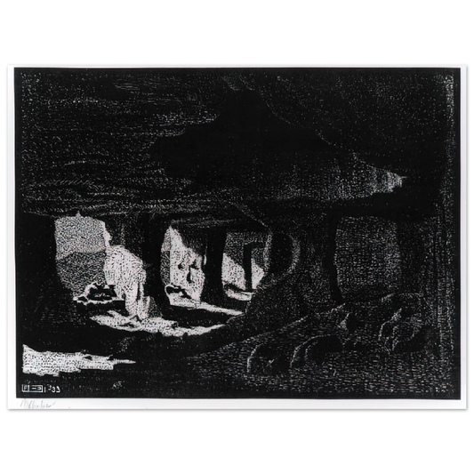 MC Escher - CAVE DWELLINGS NEAR SPERLINGA SICILY Wall Art - 21x29.7 cm / 8x12" - Fine Art Poster-canvas - -