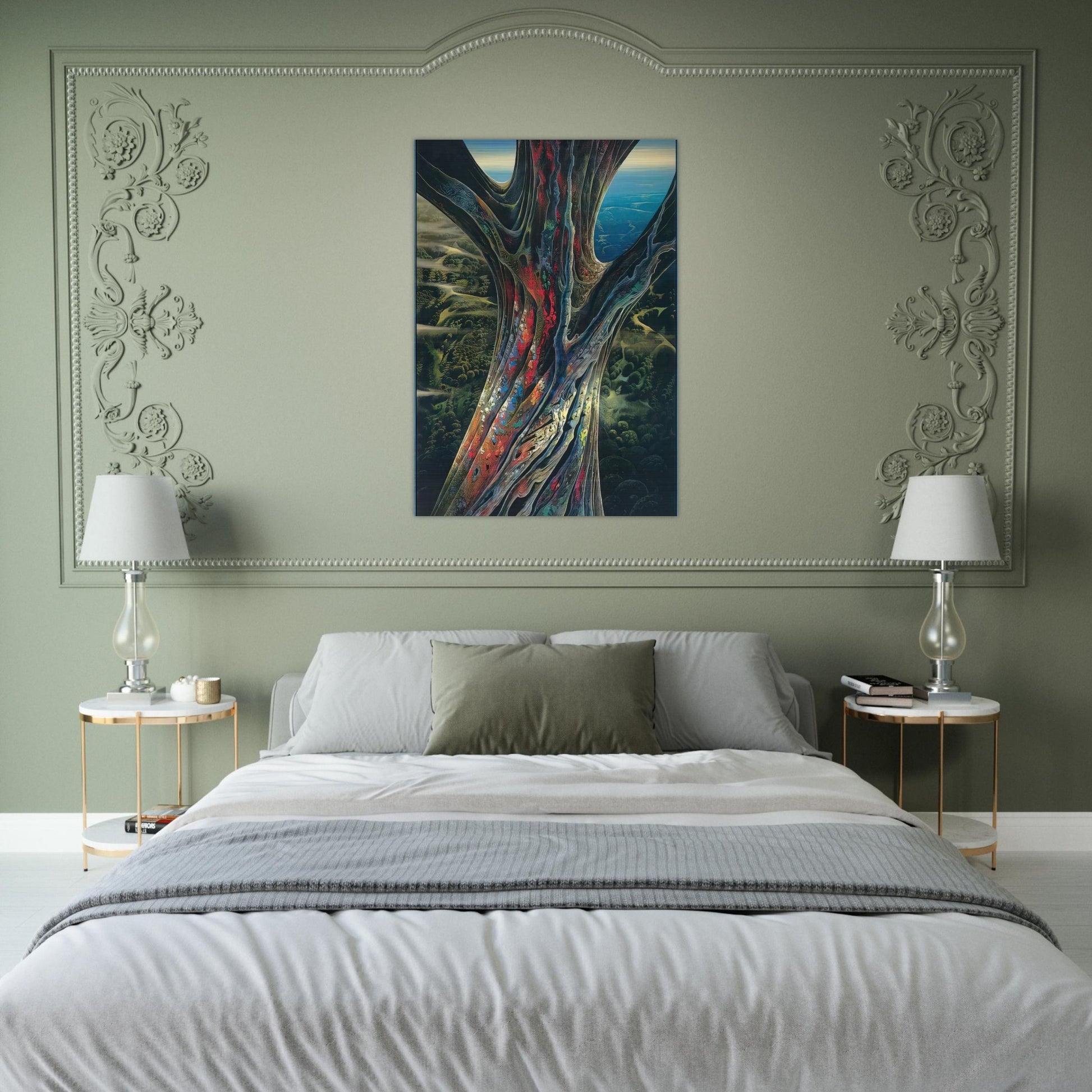 The Great Jewel Tree - Eyvind Earle Brushed Aluminum Print - 70x100 cm / 28x40 inches | Eyvind Earle Aluminum Print | Eyvind Earle Prints