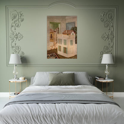 THE HOUSE IN THE HOUSE - Giorgio de Chirico Brushed Aluminum Print - 70x100 cm / 28x40 inches | Giorgio de Chirico Aluminum Print | Giorgio de Chirico Prints