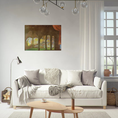GREAT TAPEWORM MASTURBATOR APPEARS BEHIND ARCADES - Salvador Dali Brushed Aluminum Print - 70x100 cm / 28x40 inches | Salvador Dali Aluminum Print | Salvador Dali Prints