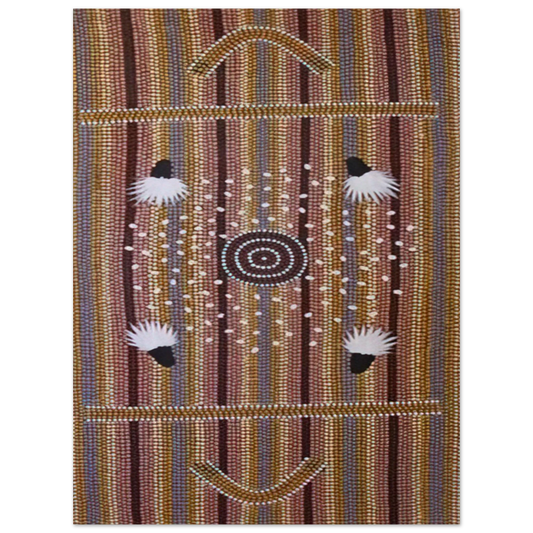 Clifford Possum Tjapaltjarri - Bush Plum Dreaming - Native Art  75x100 cm / 30x40inches Fine Art Poster