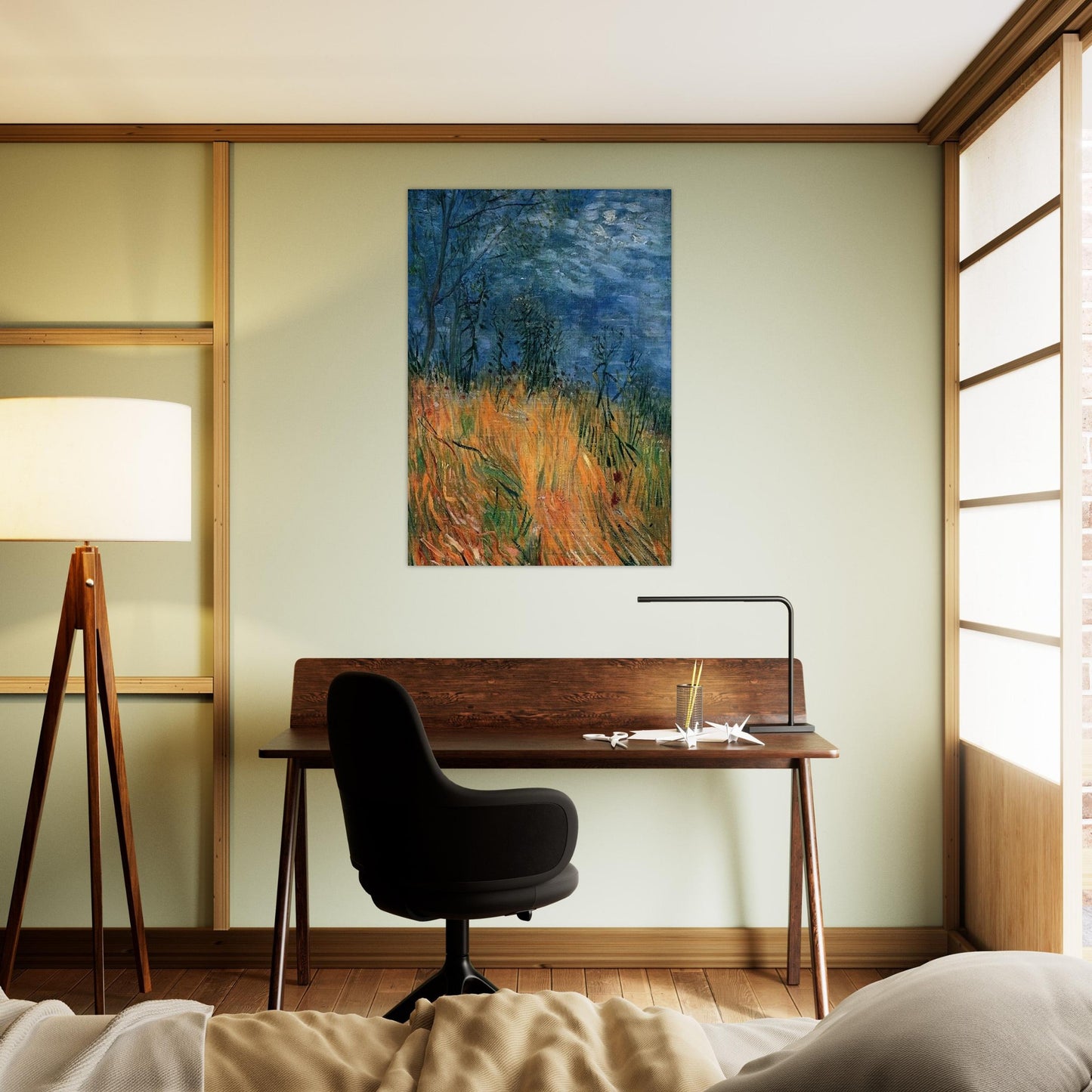 Edge of a Wheatfield with Poppies - Vincent van Gogh Brushed Aluminum Print - 70x100 cm / 28x40 inches | Vincent van Gogh Aluminum Print | Vincent van Gogh Prints