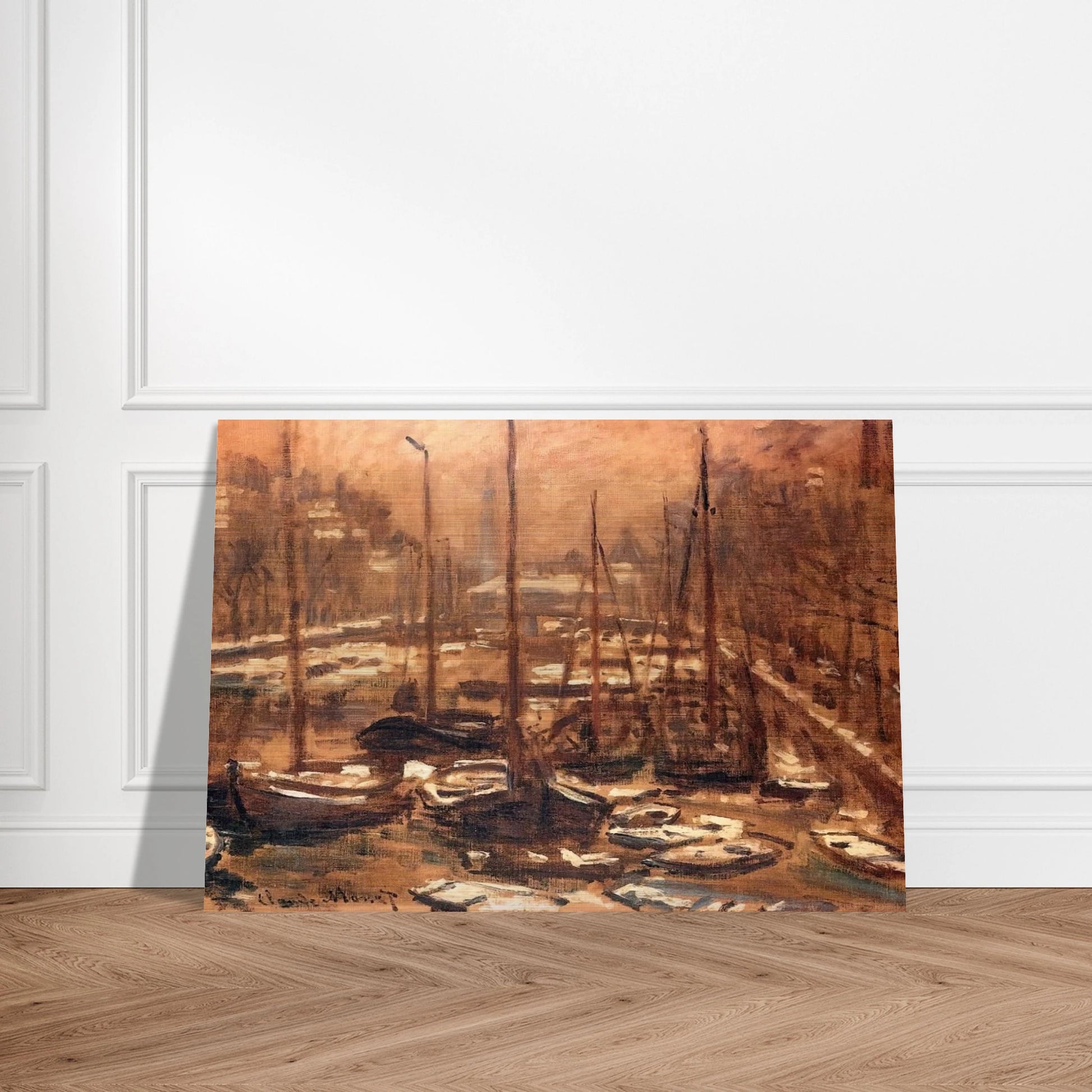 Geldersekade of Amsterdam Invierno - claude monet Brushed Aluminum Print - 70x100 cm / 28x40 inches | claude monet Aluminum Print | claude monet Prints