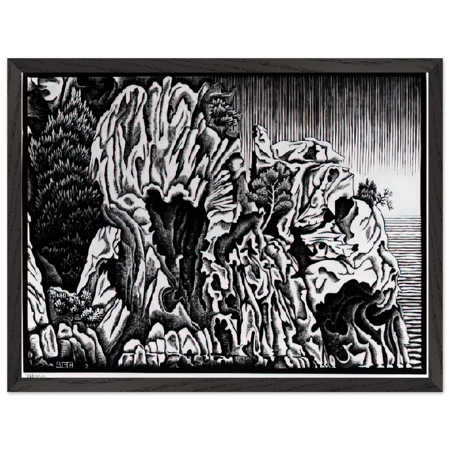 MC Escher - CALANCHE OF PIANA CORSICA FEBRUARY 1934 1934 Wall Art - 60x80 cm / 24x32 inches - Fine Art Poster-canvas - -