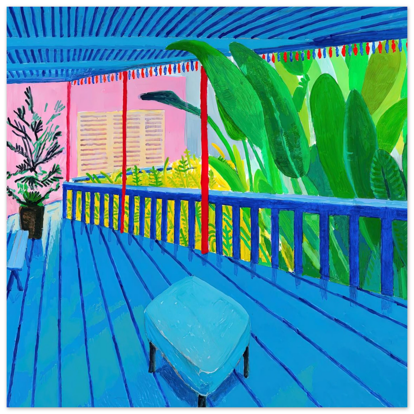 David Hockney - David Hockney Wall art - 70x70 cm / 28x28 inches - Premium Wooden Framed Poster With Fine Art Paper-canvas - White frame
