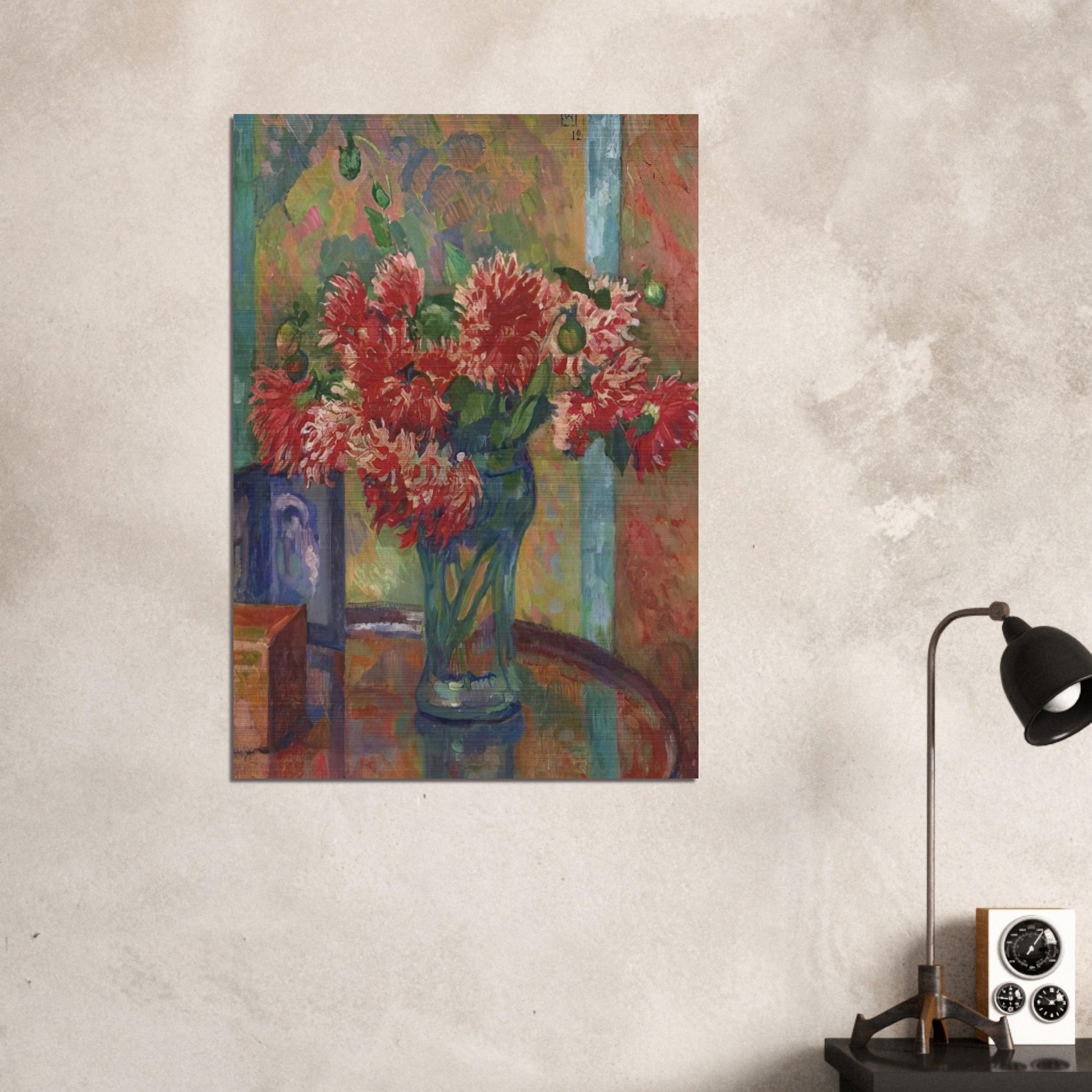 DAHLIAS TO MME MADELEINE E R BONNET 1912 - Theo van Rysselberghe Brushed Aluminum Print - 70x100 cm / 28x40 inches | Theo van Rysselberghe Aluminum Print | Theo van Rysselberghe Prints