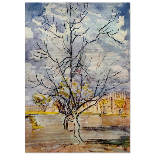Pink Peach Trees - Vincent van Gogh Brushed Aluminum Print - 70x100 cm / 28x40 inches | Vincent van Gogh Aluminum Print | Vincent van Gogh Prints