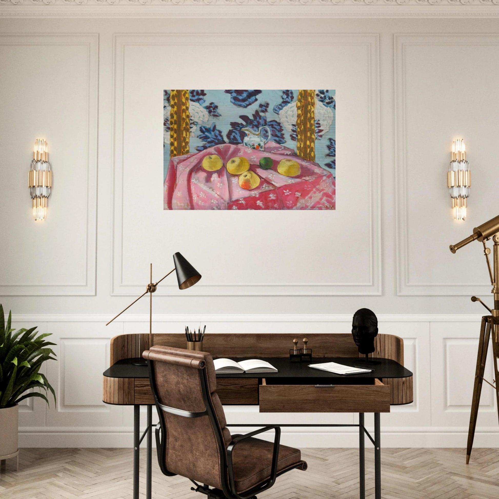 STILL LIFE WITH APPLES ON A PINK TABLECLOTH 1924 - Henri Matisse Brushed Aluminum Print - 70x100 cm / 28x40 inches | Henri Matisse Aluminum Print | Henri Matisse Prints
