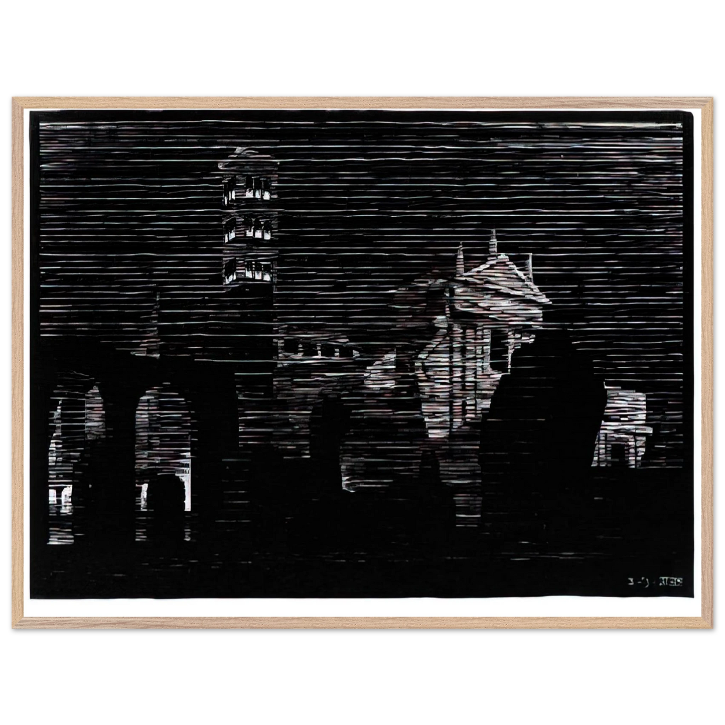 MC Escher - NOCTURNAL ROME 2 Wall Art - 60x80 cm / 24x32 inches - Premium Wooden Framed Poster With Fine Art Paper-canvas - White frame