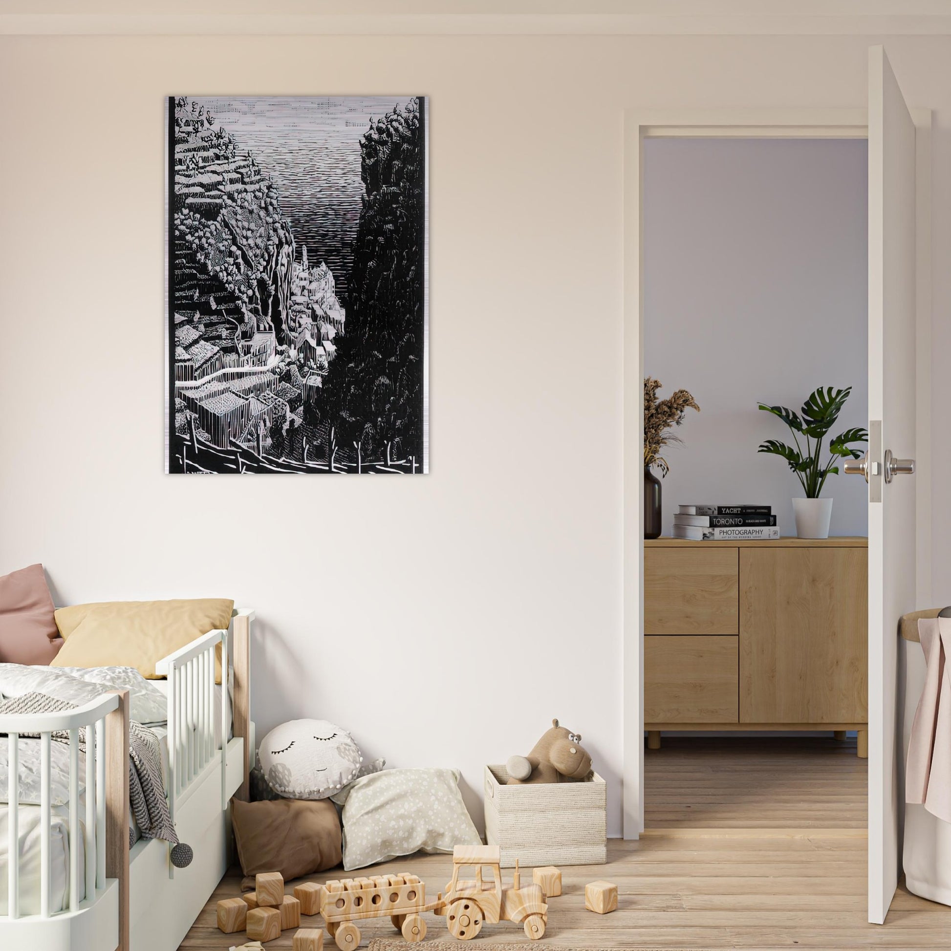 ATRANI COAST OF AMALFI 1 - MC Escher Brushed Aluminum Print - 70x100 cm / 28x40 inches | MC Escher Aluminum Print | MC Escher Prints