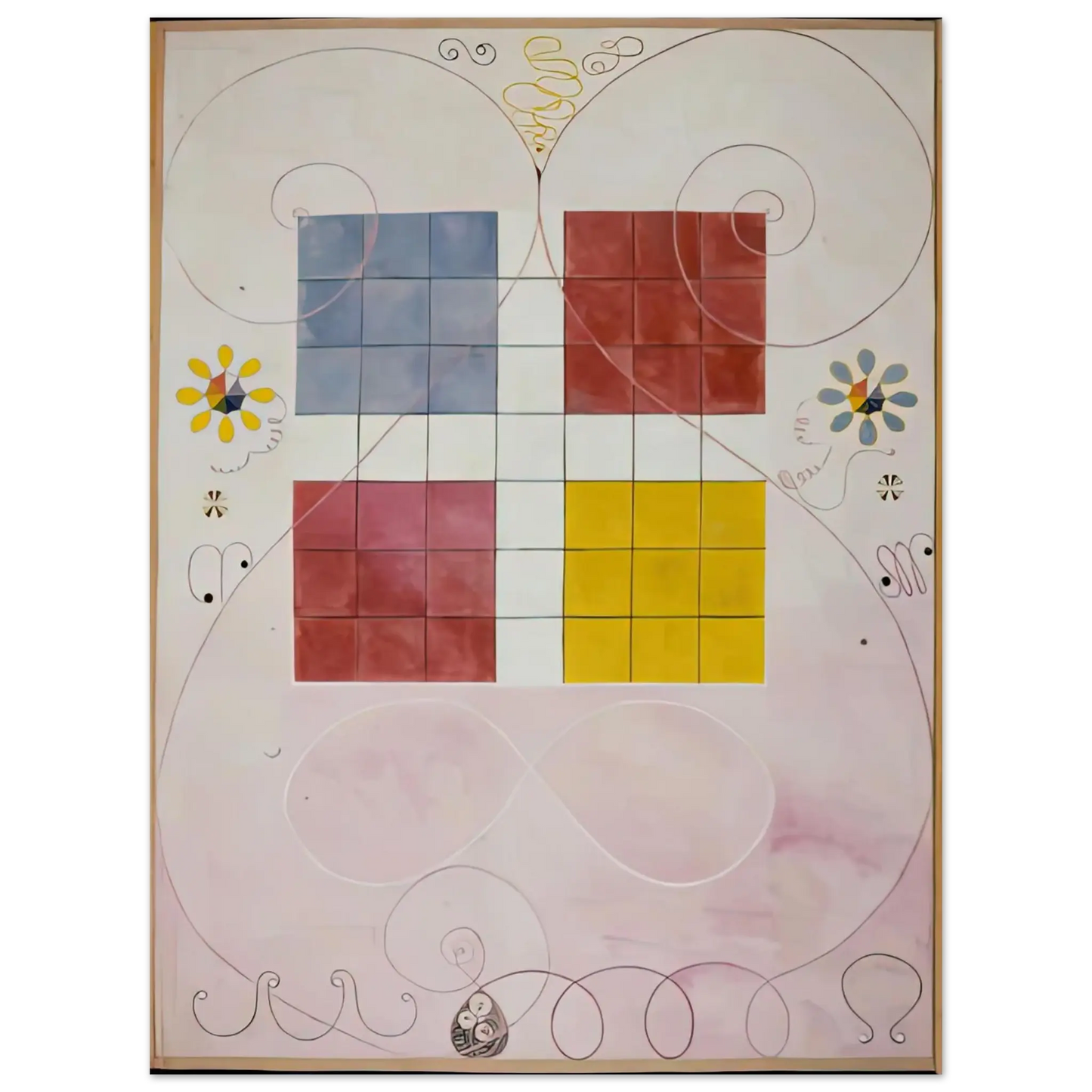 Hilma af Klint - DE TIO ST RSTA N 10 ALDERDOMEN 1907 Wall art - 60x80 cm / 24x32 Inches - Premium Wooden Framed Poster With Fine Art Paper - White frame