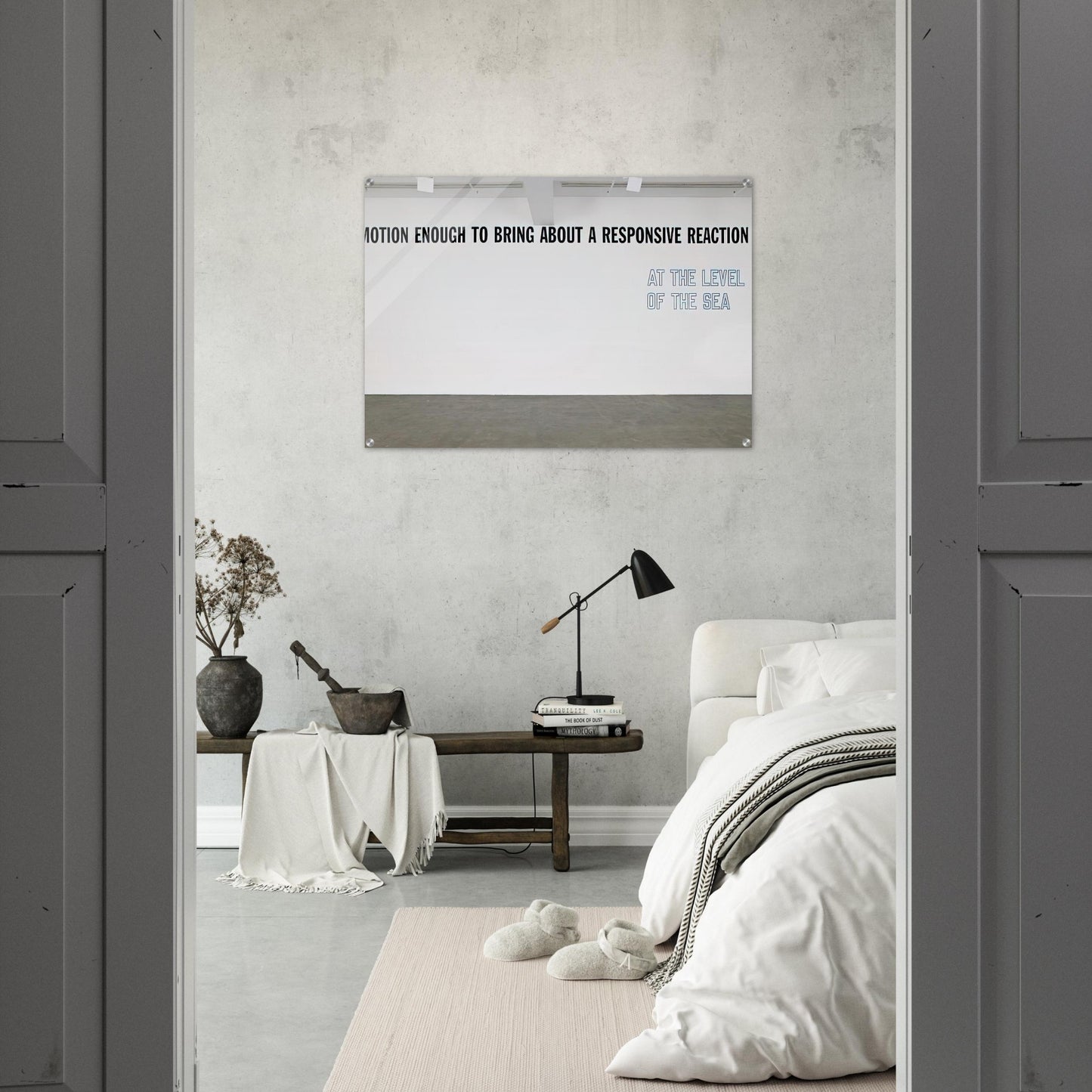 Motion Enough to Bring About... - 2008 - Lawrence Weiner Acrylic Print - 70x100 cm / 28x40″ inches | Lawrence Weiner Wall Art | Lawrence Weiner Prints