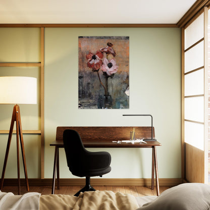 Anemones in a Vase - Piet Mondrian Brushed Aluminum Print - 70x100 cm / 28x40 inches | Piet Mondrian Aluminum Print | Piet Mondrian Prints