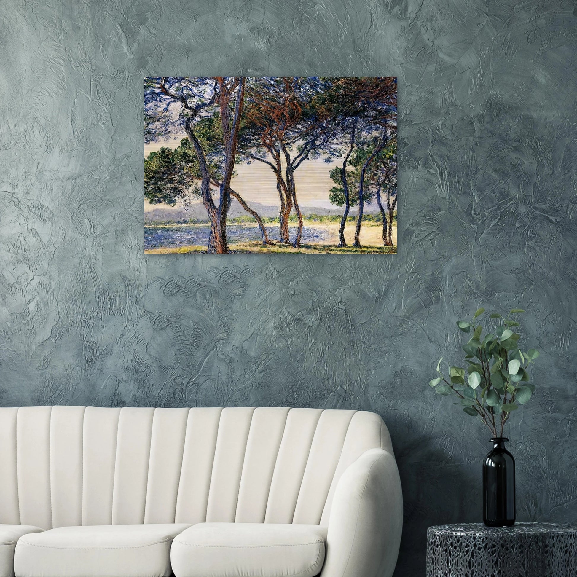 Trees by the Seashore at Antibes - claude monet Brushed Aluminum Print - 70x100 cm / 28x40 inches | claude monet Aluminum Print | claude monet Prints