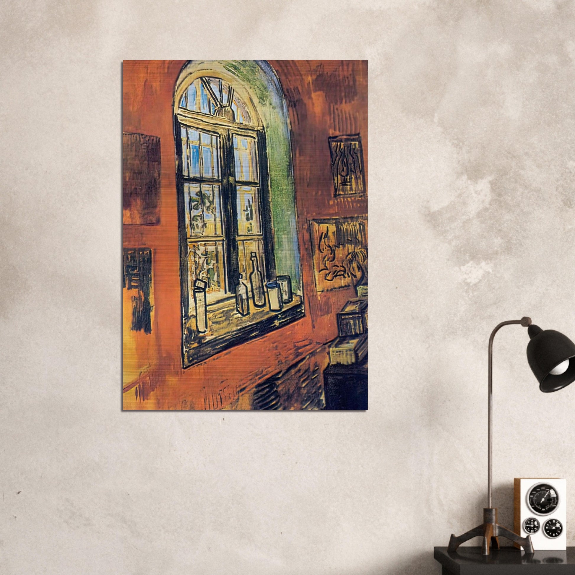 Window of Vincent's Studio at the Asylum - Vincent van Gogh Brushed Aluminum Print - 70x100 cm / 28x40 inches | Vincent van Gogh Aluminum Print | Vincent van Gogh Prints