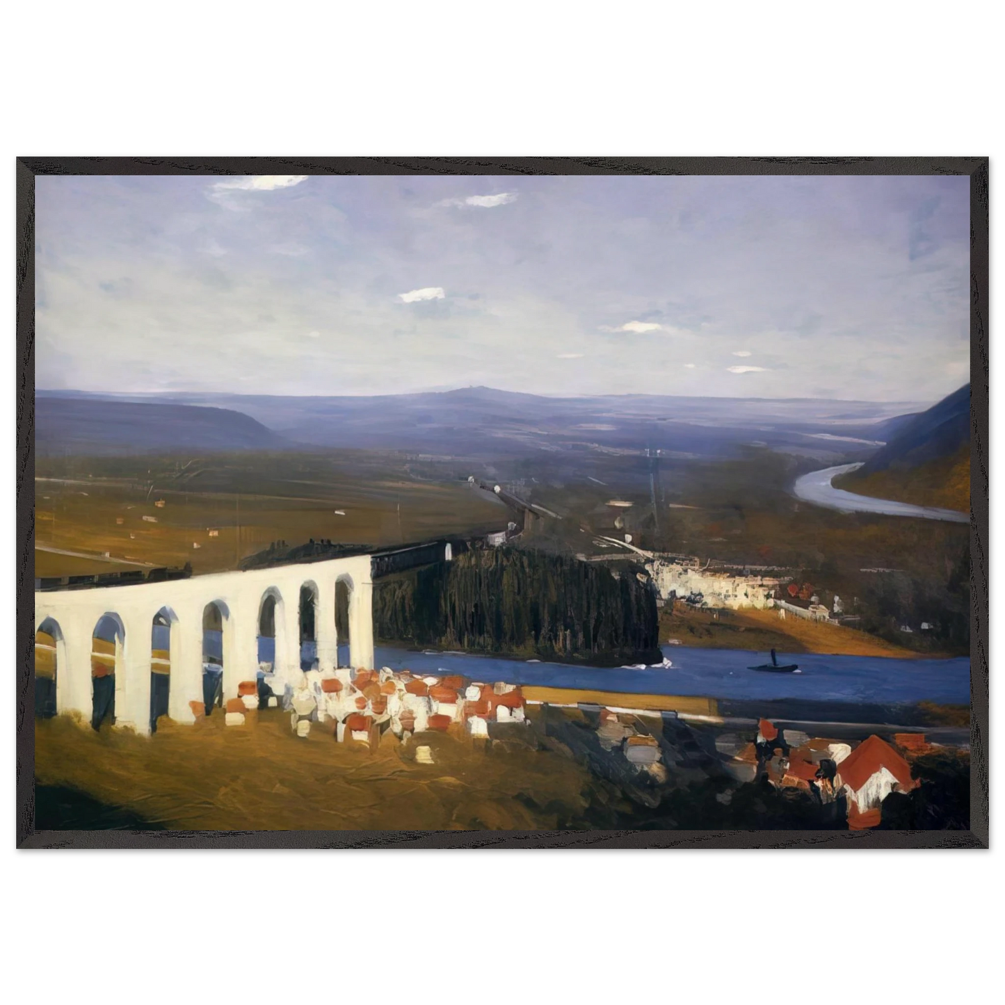 Valley of the Seine - Edward Hopper 70x100 cm / 28x40 inches Framed Art Print – Black Wooden Frame