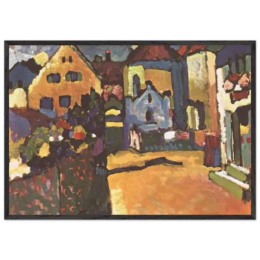 GRUNGASSE IN MURNAU 1909 - Wassily Kandinsky 70x100 cm / 28x40 inches Framed Art Print – Black Wooden Frame