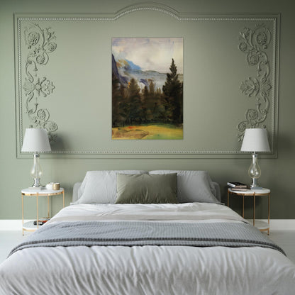 Purtud Fir Trees and Snow Mountains - John Singer Sargent Brushed Aluminum Print - 70x100 cm / 28x40 inches | John Singer Sargent Aluminum Print | John Singer Sargent Prints