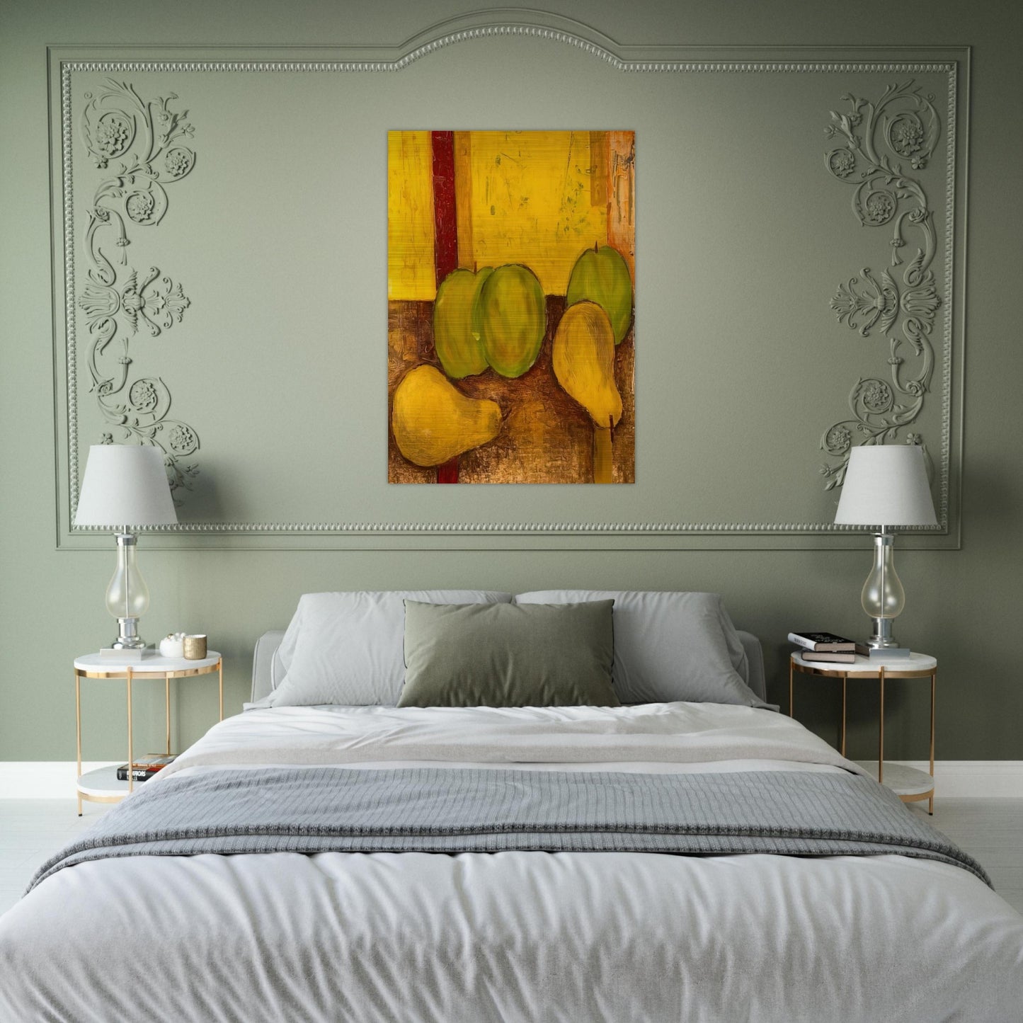 Still life with green apples and pears - 1948 - Forrest Bess Brushed Aluminum Print - 70x100 cm / 28x40 inches | Forrest Bess Aluminum Print | Forrest Bess Prints