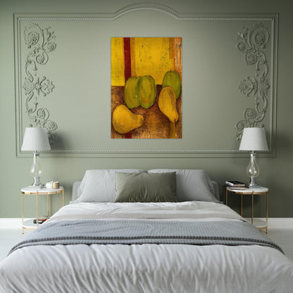 Still life with green apples and pears - 1948 - Forrest Bess Brushed Aluminum Print - 70x100 cm / 28x40 inches | Forrest Bess Aluminum Print | Forrest Bess Prints