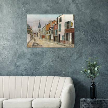 RUE JEAN DURAND ET LEGLISE STAINS SEINE SAINT DENIS 1940 - Maurice Utrillo Brushed Aluminum Print - 70x100 cm / 28x40 inches | Maurice Utrillo Aluminum Print | Maurice Utrillo Prints