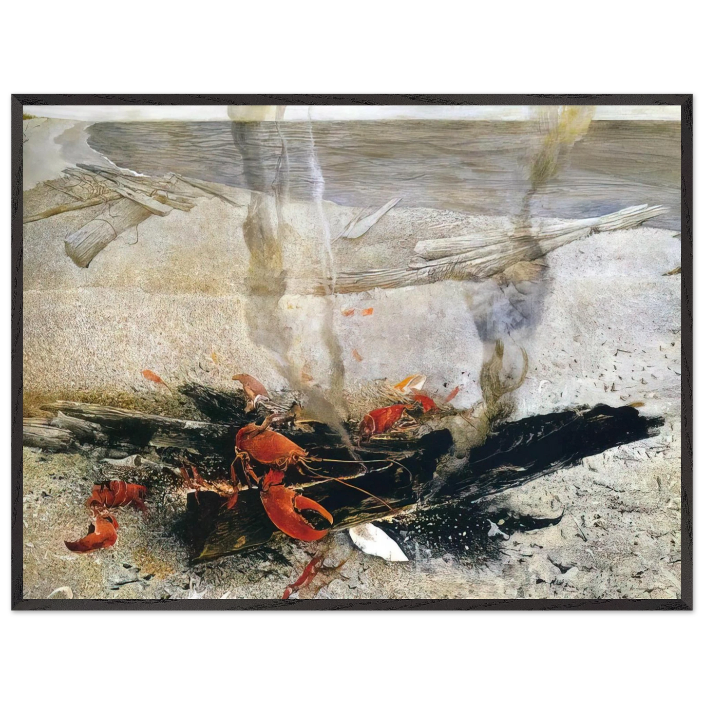 Andrew Wyeth - EMBERS 2000 Wall Art - 21x29.7 cm / 8x12" - Premium Wooden Framed Poster With Fine Art Paper-canvas - Wood frame