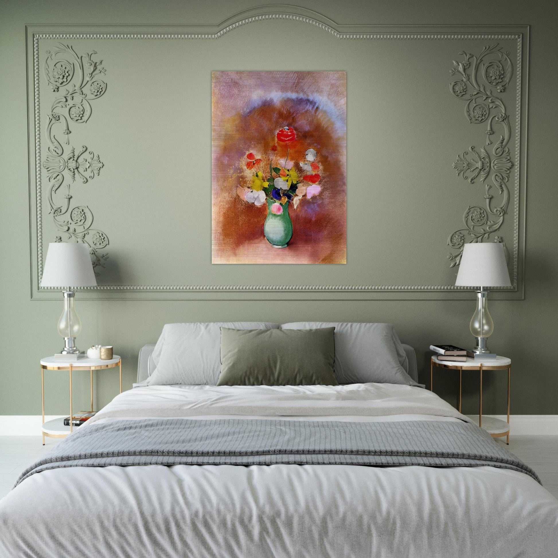POPPIES IN A VASE - Odilon Redon Brushed Aluminum Print - 70x100 cm / 28x40 inches | Odilon Redon Aluminum Print | Odilon Redon Prints