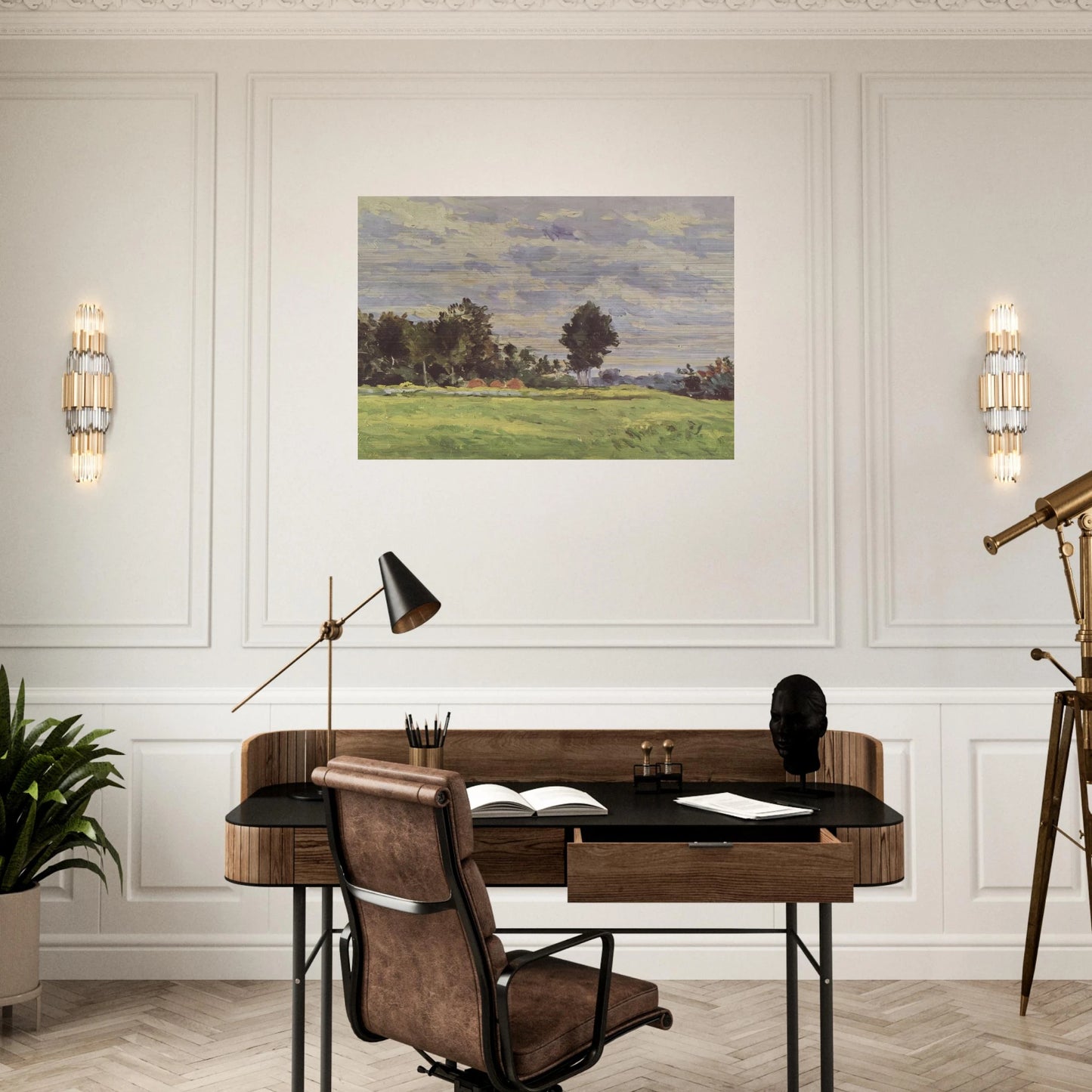 Landscape in the Ile de France - Paul Cézanne Brushed Aluminum Print - 70x100 cm / 28x40 inches | Paul Cézanne Aluminum Print | Paul Cézanne Prints