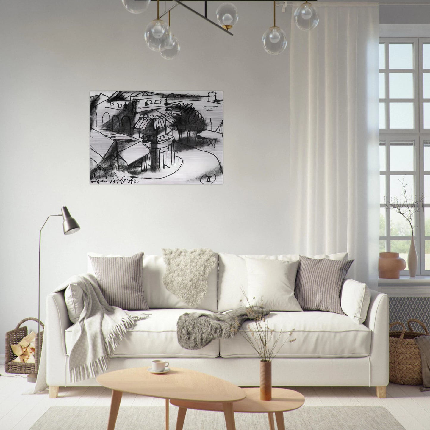 Café in Royan - 1940 - Pablo Picasso Brushed Aluminum Print - 70x100 cm / 28x40 inches | Pablo Picasso Aluminum Print | Pablo Picasso Prints
