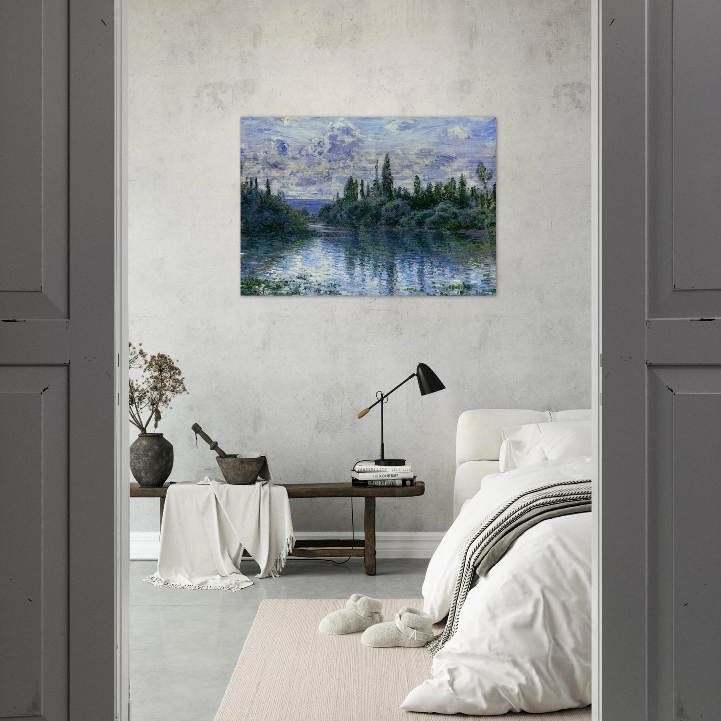 Arm of the Seine near Vetheuil - claude monet Brushed Aluminum Print - 70x100 cm / 28x40 inches | claude monet Aluminum Print | claude monet Prints