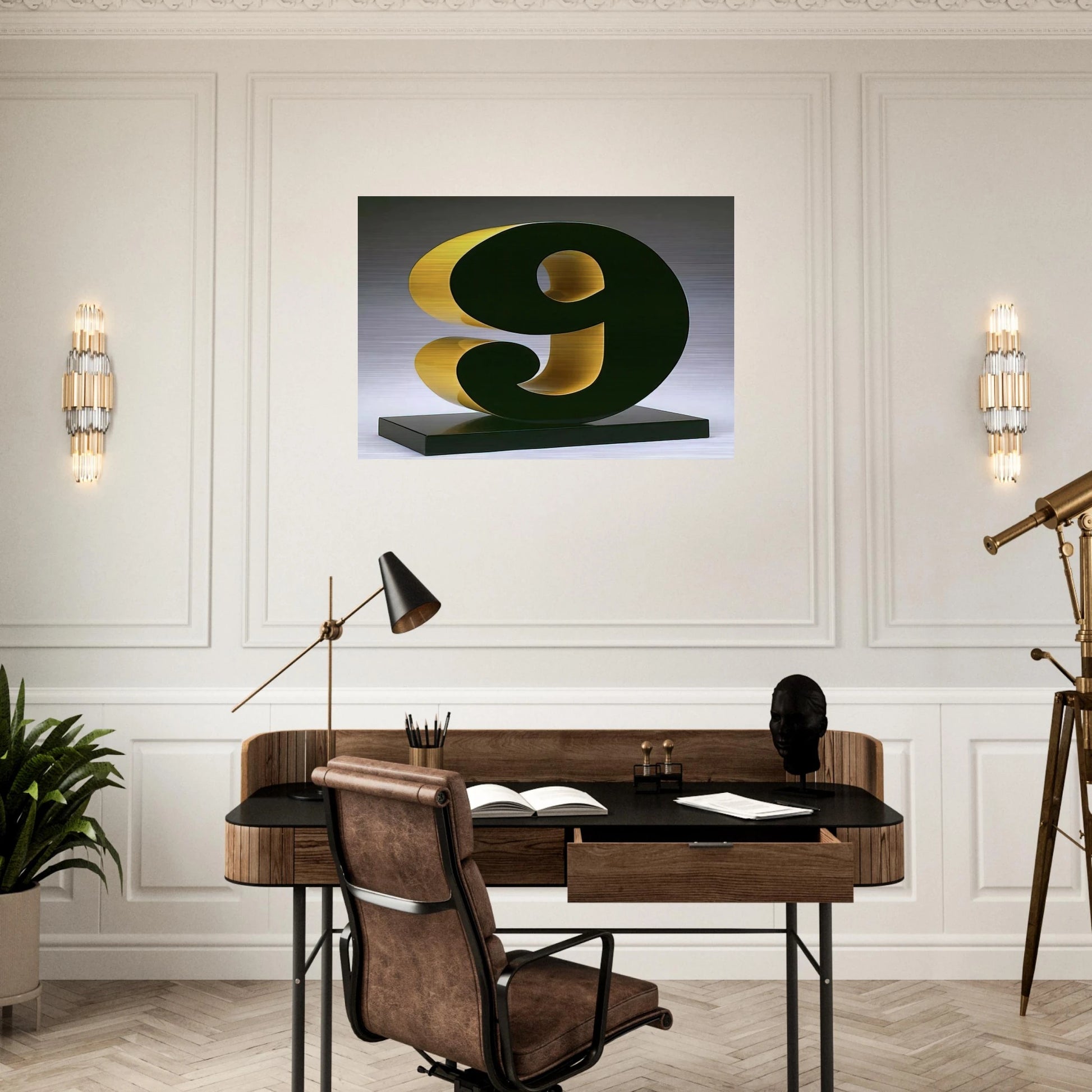 Nine - Robert Indiana Brushed Aluminum Print - 70x100 cm / 28x40 inches | Robert Indiana Aluminum Print | Robert Indiana Prints