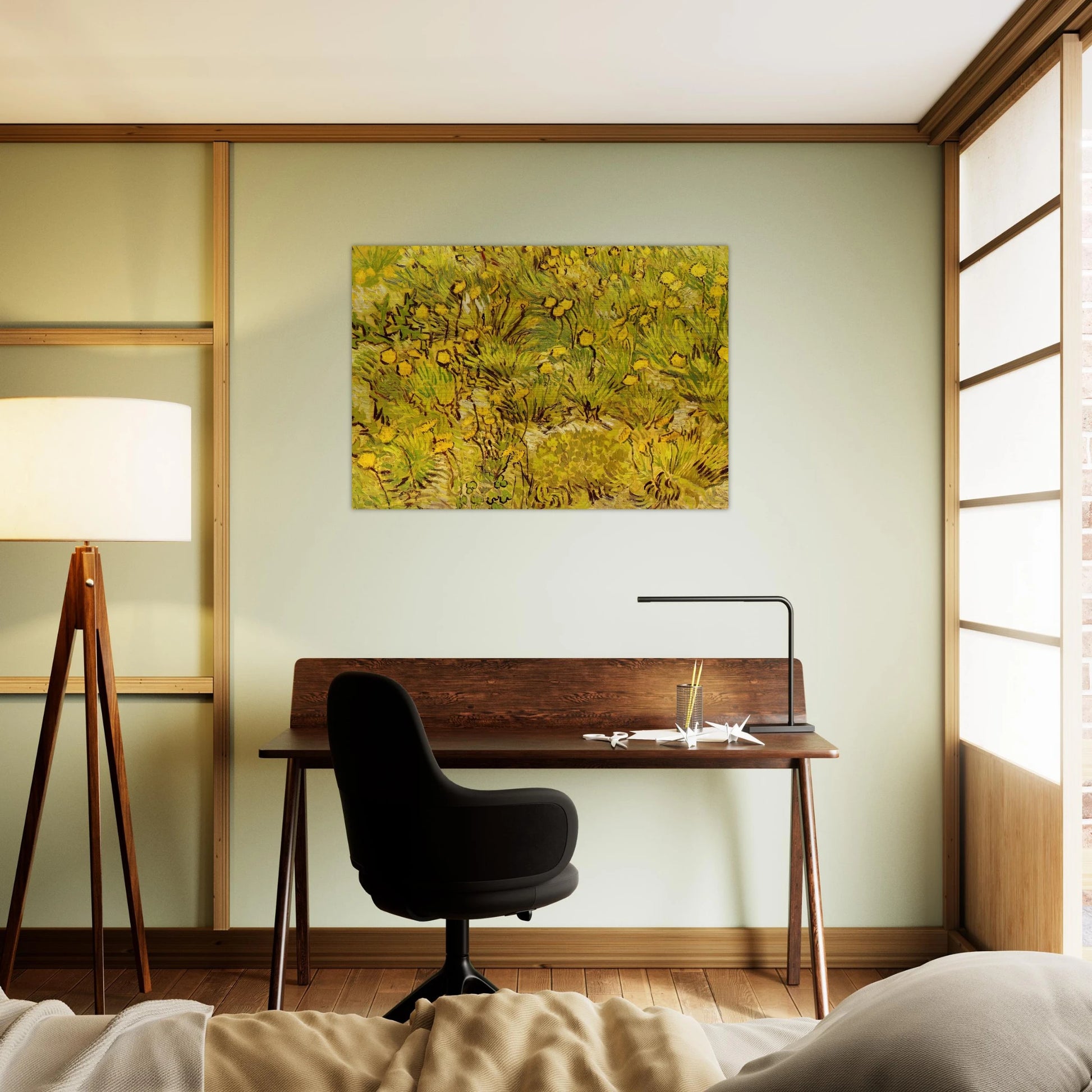 A Field of Yellow Flowers - Vincent van Gogh Brushed Aluminum Print - 70x100 cm / 28x40 inches | Vincent van Gogh Aluminum Print | Vincent van Gogh Prints